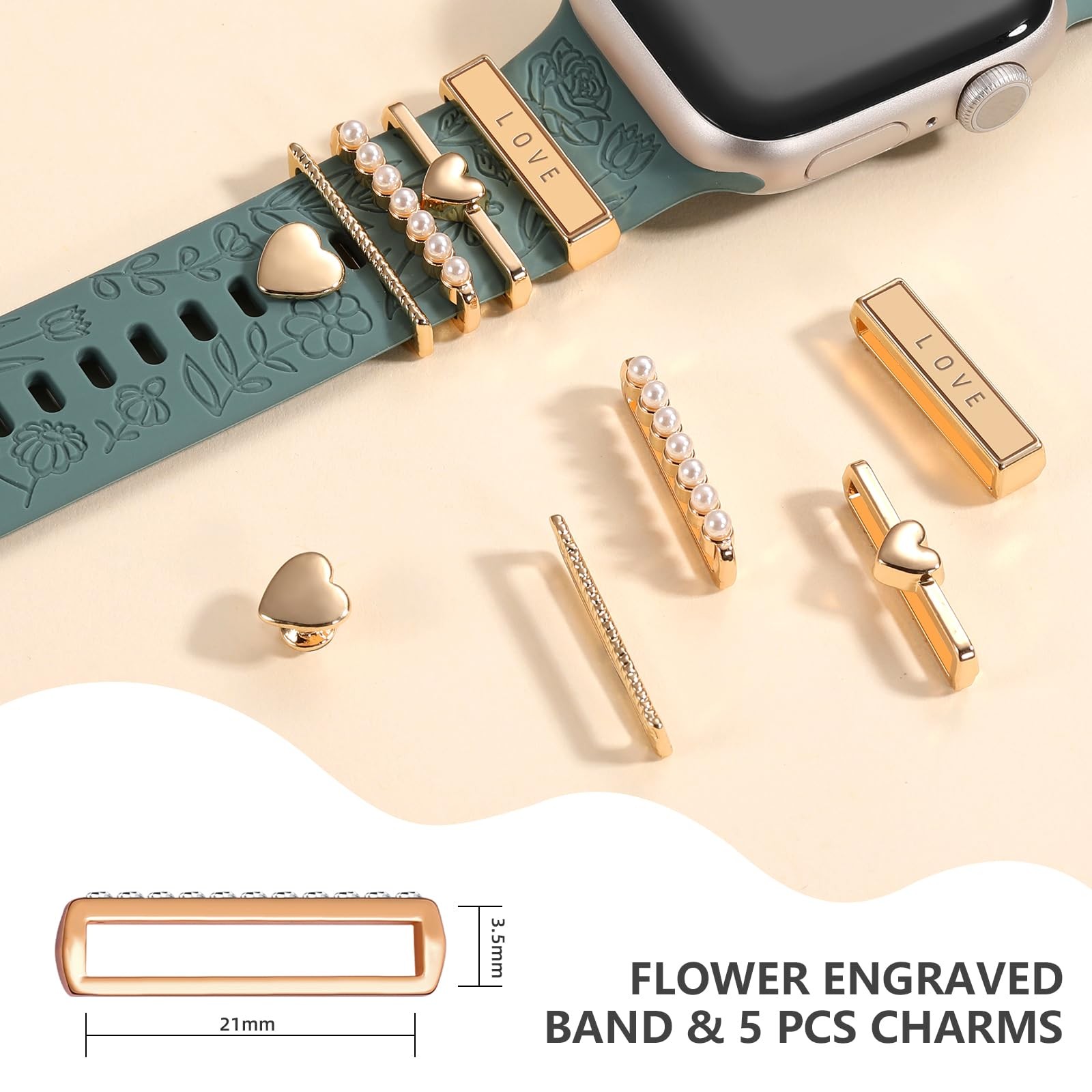 DaQin Flower 38mm/40mm/41mm/42mm(series 11 10), PineGreen Band/RoseGold Love