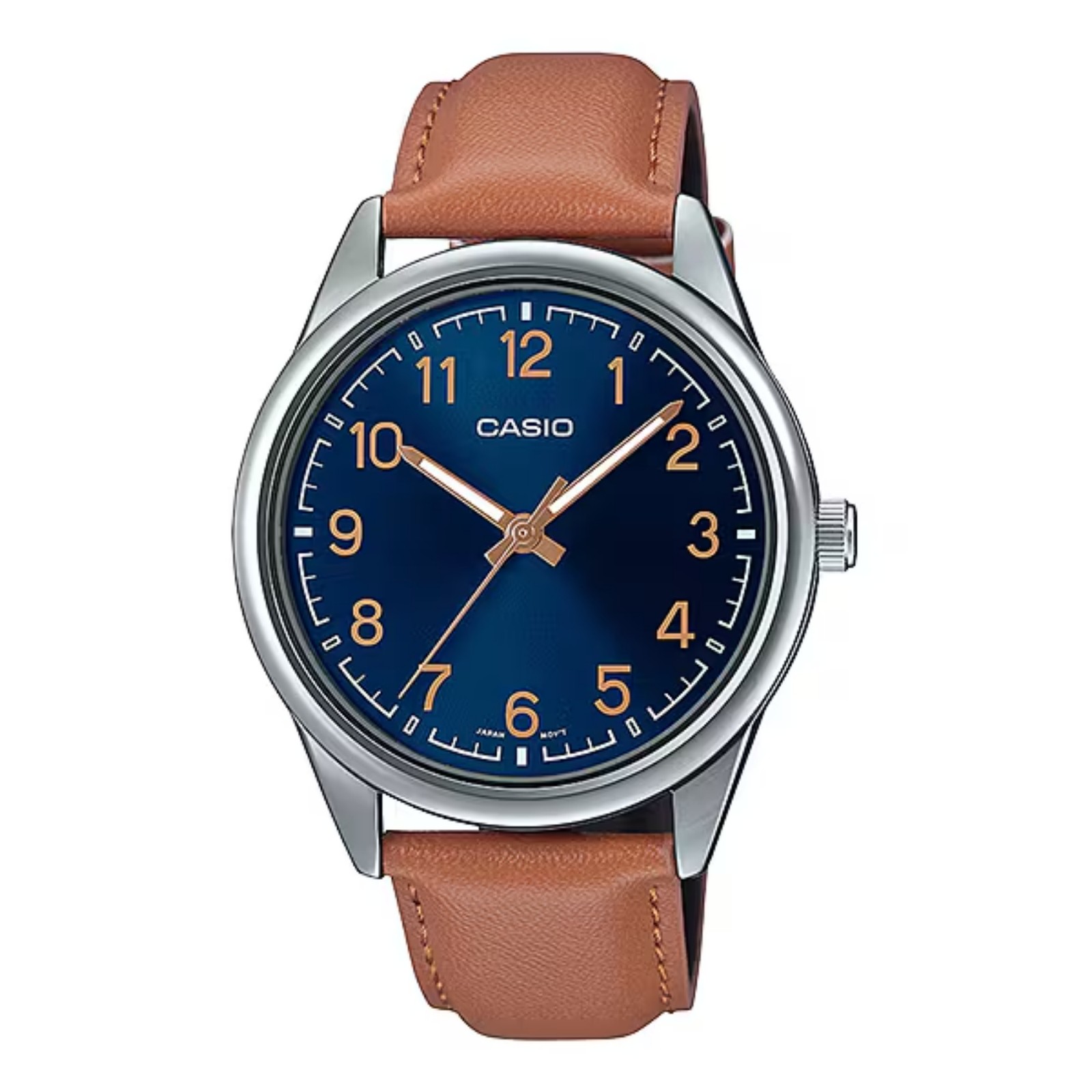 Casio Men’s Analog Watch with Blue Dial and Leather Strap – MTP-V005L-2B4UDF