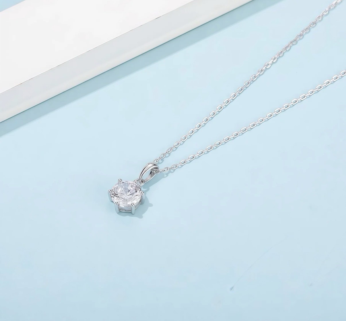 Moissanite Pendant 0.5ct 925 Sterling Silver Women’s Necklace Gift Box Included