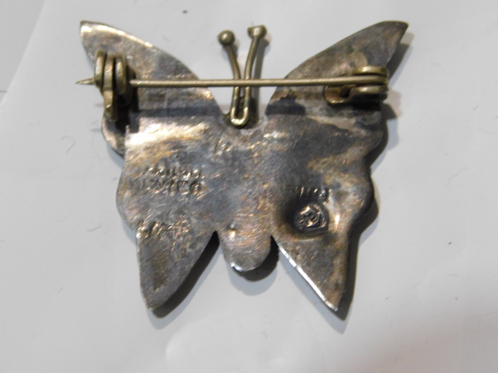 Mexico 925 Sterling Silver Abalone Shell Butterfly Vintage Pin Brooch