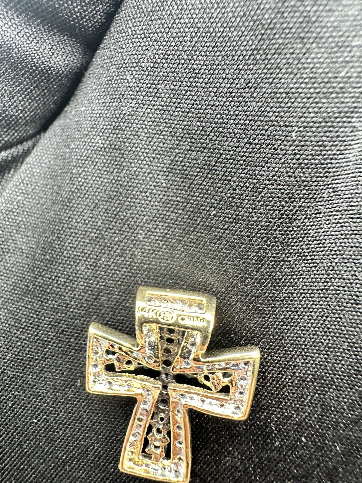 .72ctw Natural Chocolate & White Diamond Cross Pendant 14k Yellow Gold 3.2 Grams