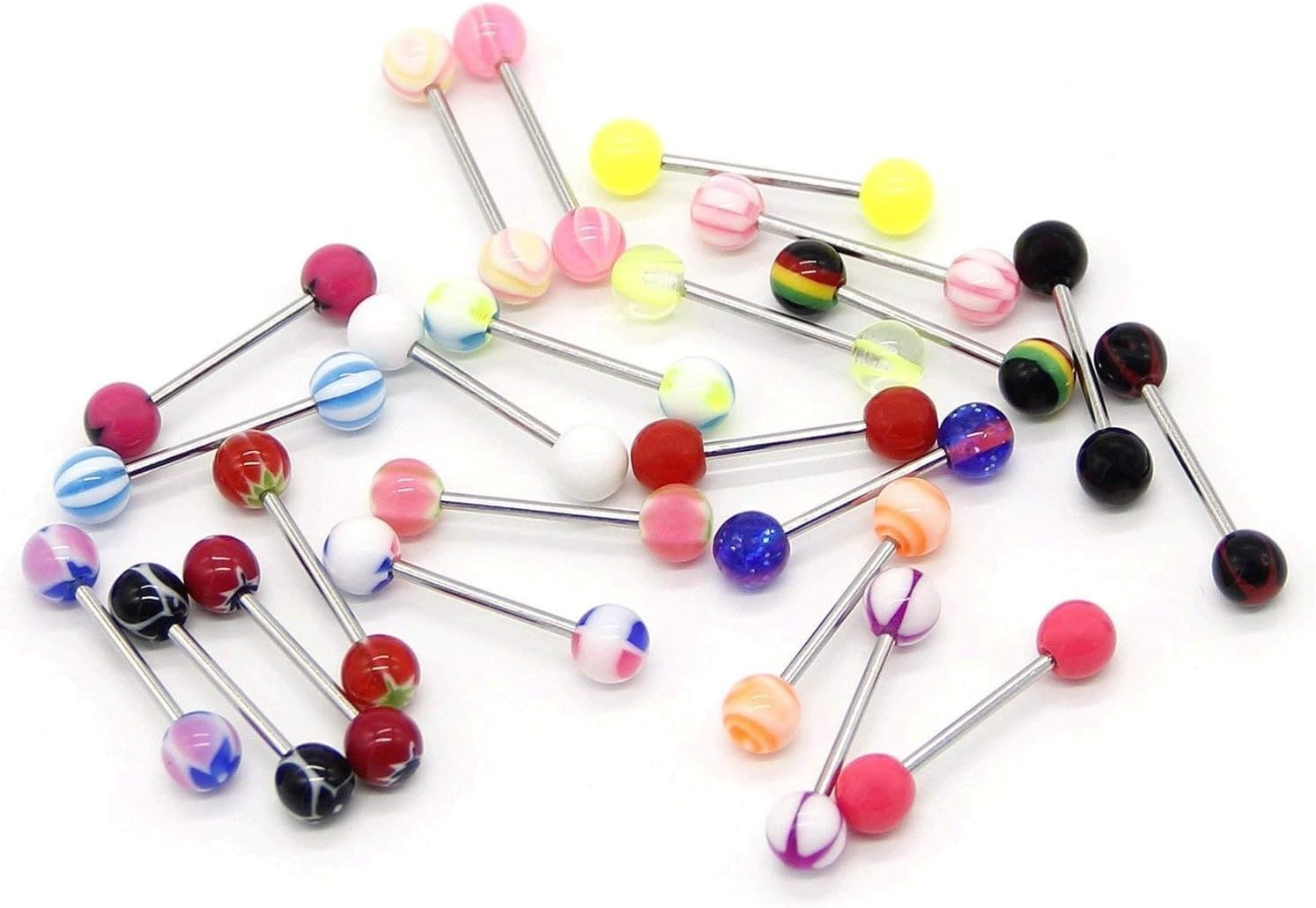 Versatile 110Pcs Tongue Rings: 14g Stainless Steel with Color Options for All