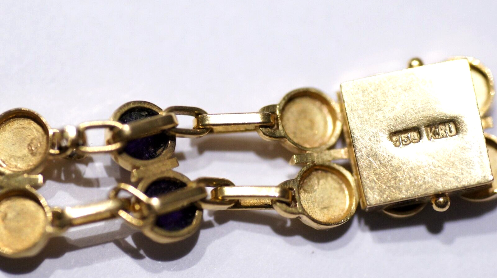 Armband 750 Gold, 29,60 gramm, mit Amethysten K.RU Punze, kein Bruch / Zahngold