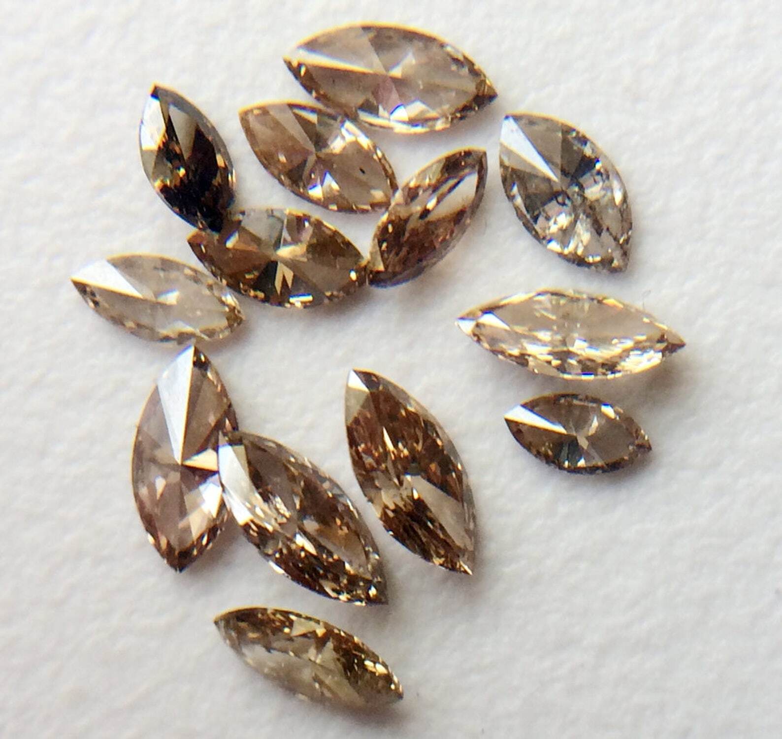 2x4mm-2.5x5mm Cognac Marquise Shaped Faceted Diamond For Jewelry (1Pc To 5Pc)