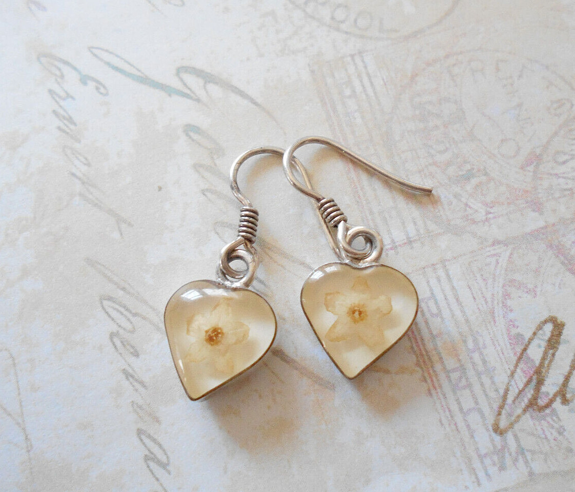 Charming Sterling Silver Dried Flowers in Resin Earrings 30Z50-8
