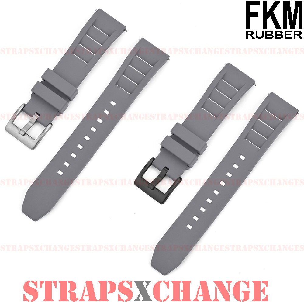 FKM Rubber Vented Shark Fin SMOKE GREY Watch Strap Band Quick Release Bars