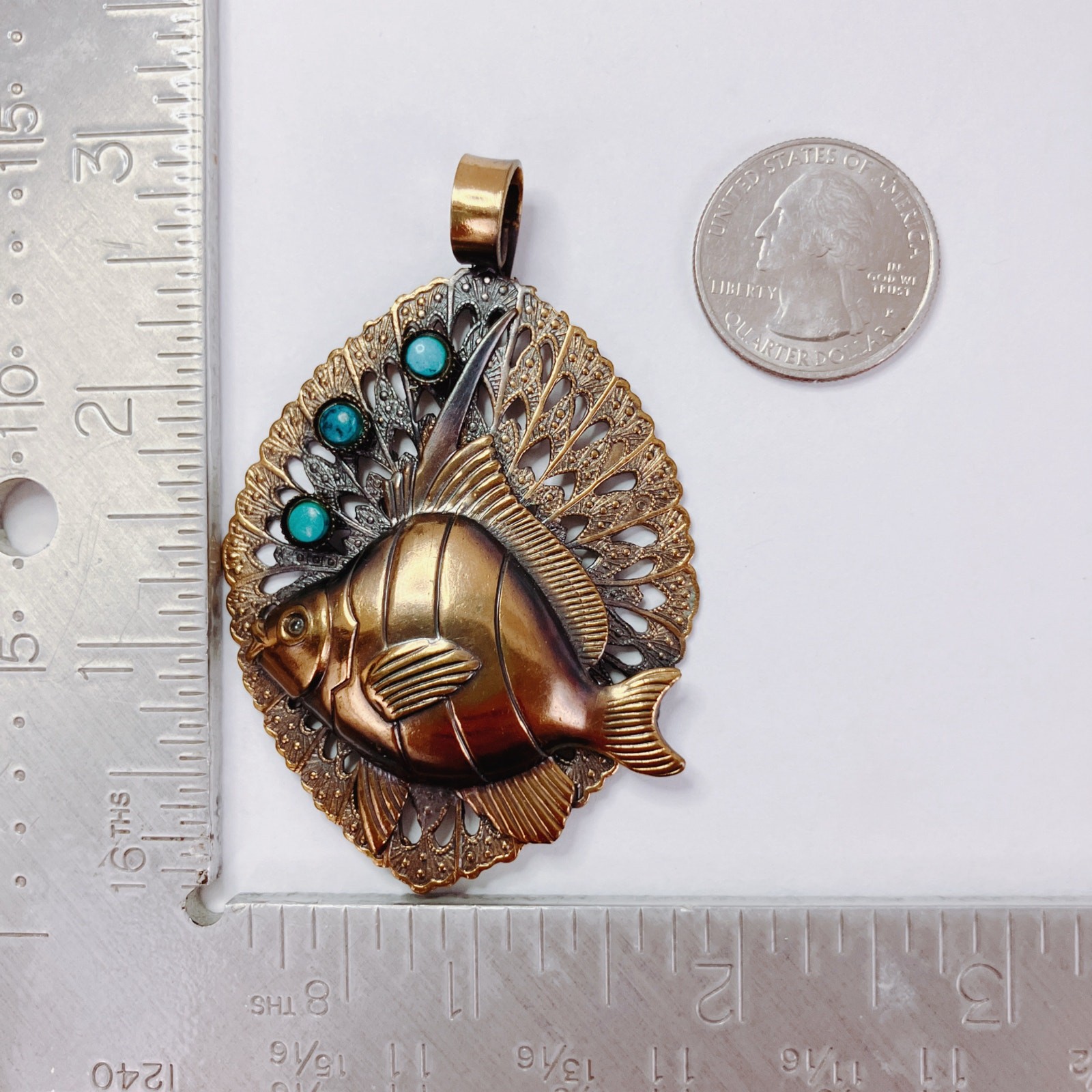 Vintage Mid Century Fish Pendant Necklace Fun Retro Kitschy Nautical Jewelry