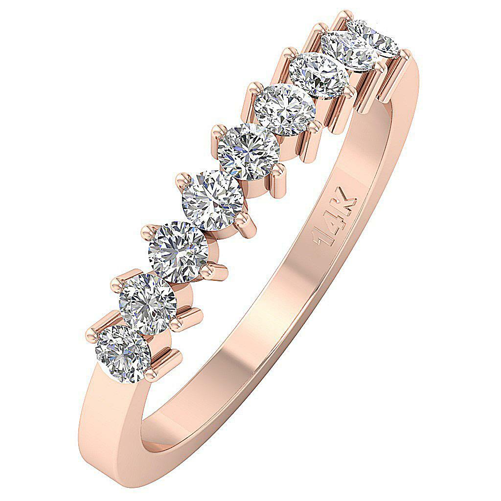 SI1 G 0.70 Ct Natural Diamond Anniversary Ring Prong Set 14K Rose Gold 3.60MM