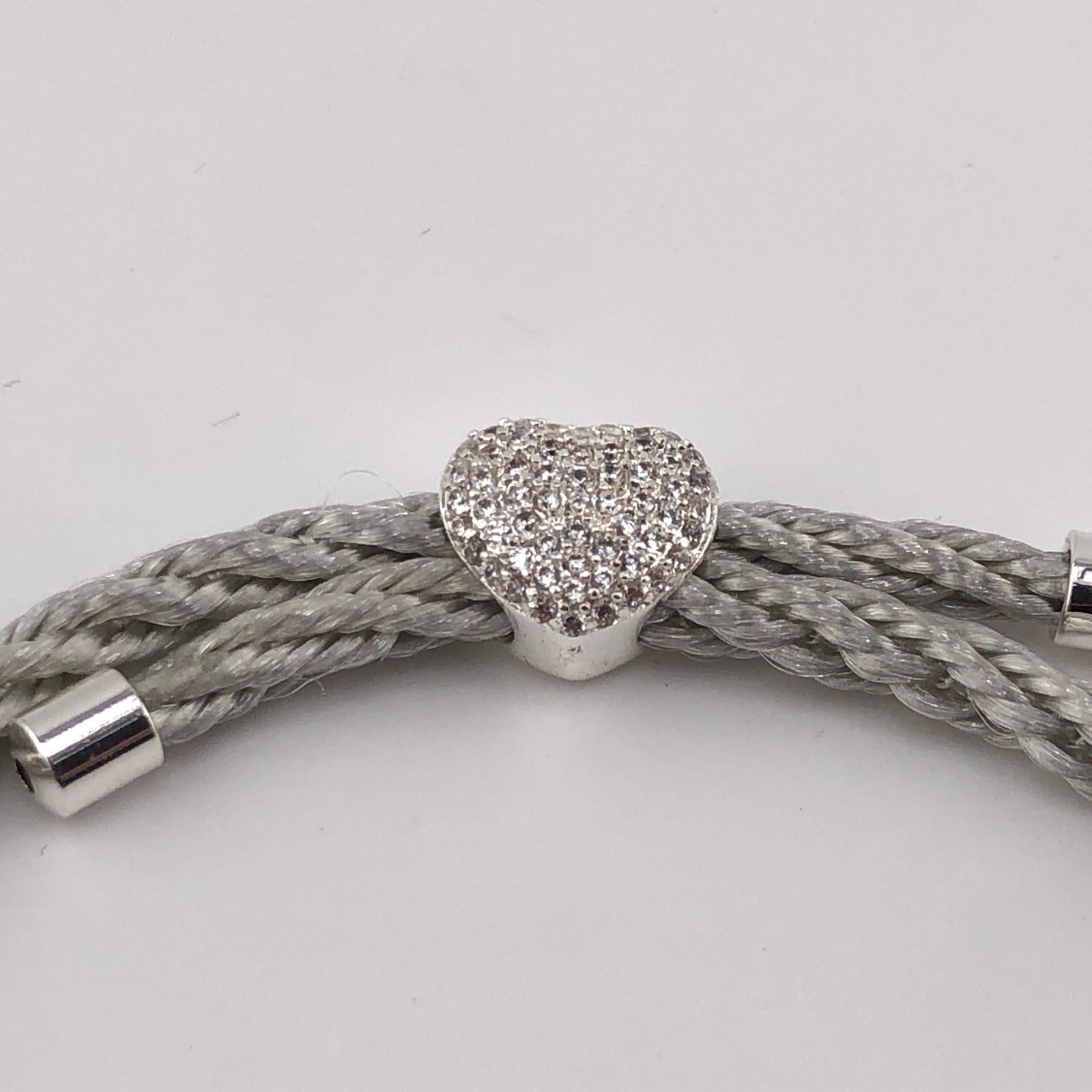 Joma Jewellery Bracelet Silver Tone & Sparkle Heart Adjustable Cord Party Disco