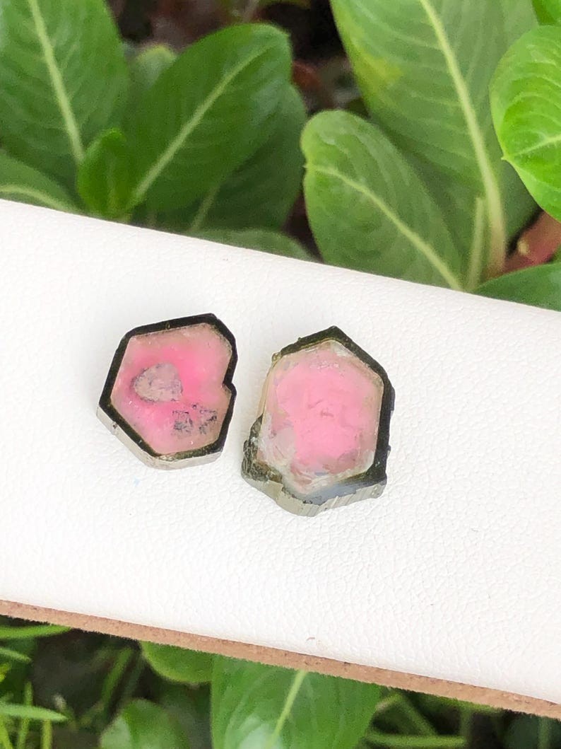 11.70Ct Premium Watermelon Tourmaline Slice Pair 2pc Afghanistan Loose Gem