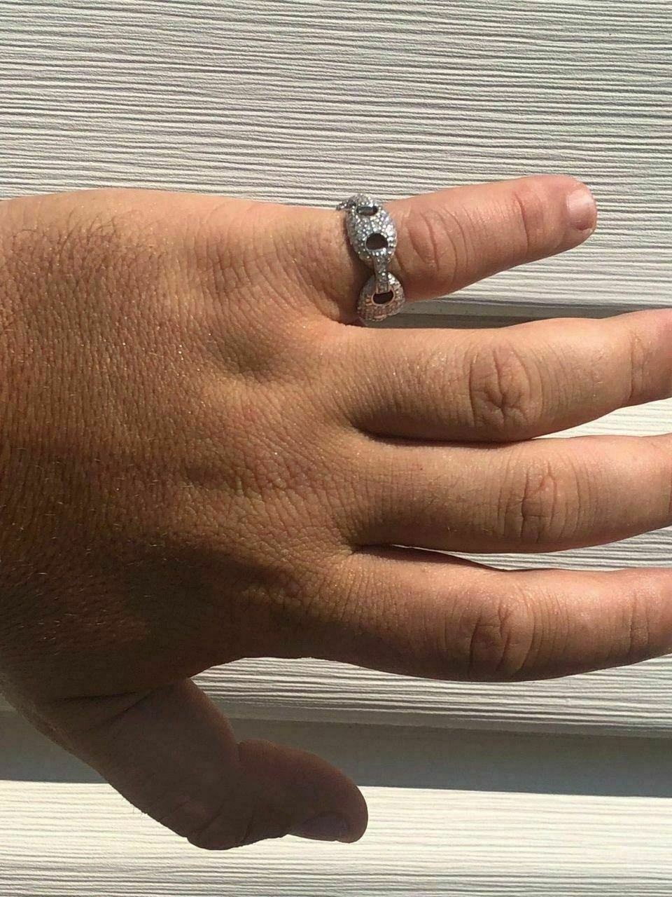 Solid 925 Silver Gucci Link CZ RING Band Size 6 7 8 9 10 11 12 13 Pinky ICY