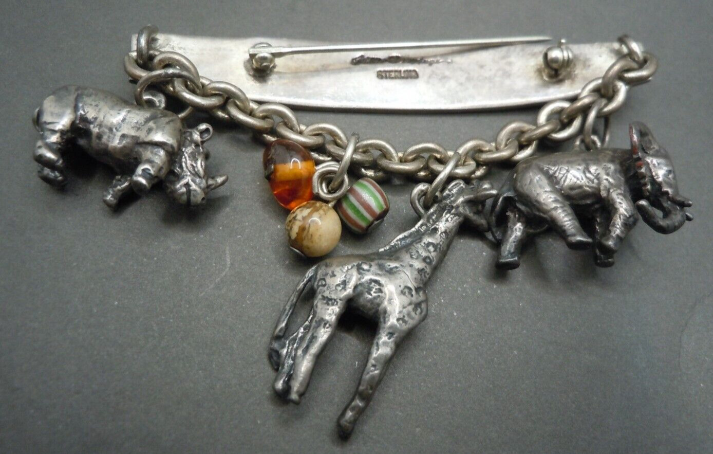 Vintage SUSAN CUMMINGS Endangered Species Sterling Silver Brooch Pin Giraffe +++