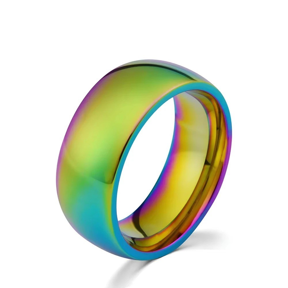 8MM Fashion Band Brushed Wedding Stainless Steel Solid Ring Men Women Gift