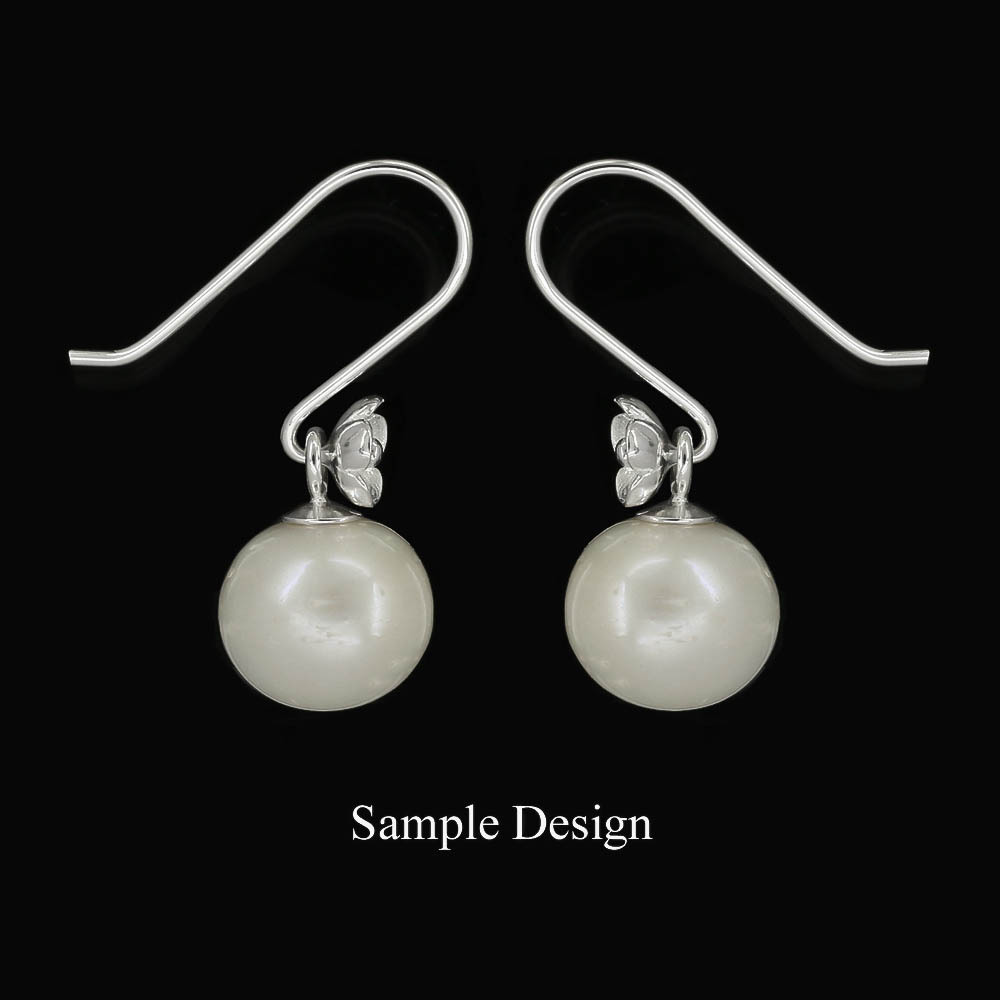 Sterling Silver Flower French Hook Earring Connector Ear Wire #99326