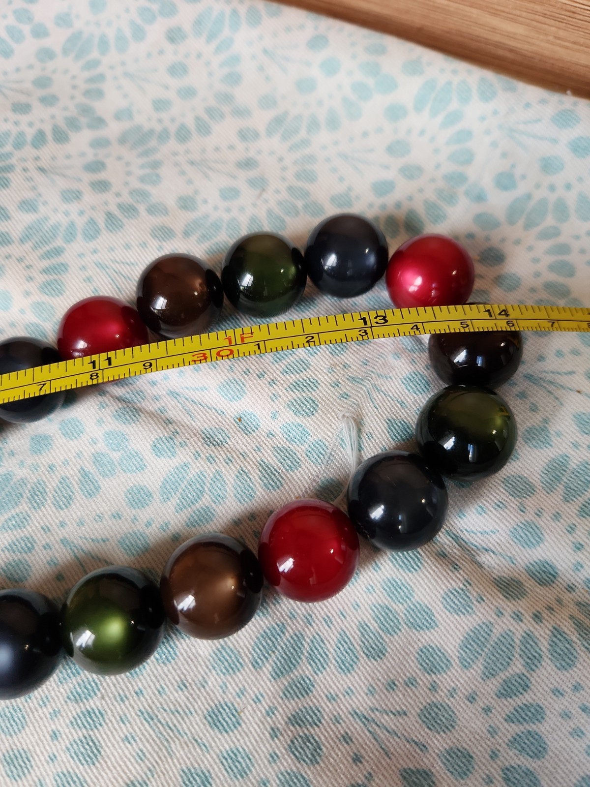 Moonglow Glass Beaded Chunky Necklace Brown Green Blue and Red Shiny