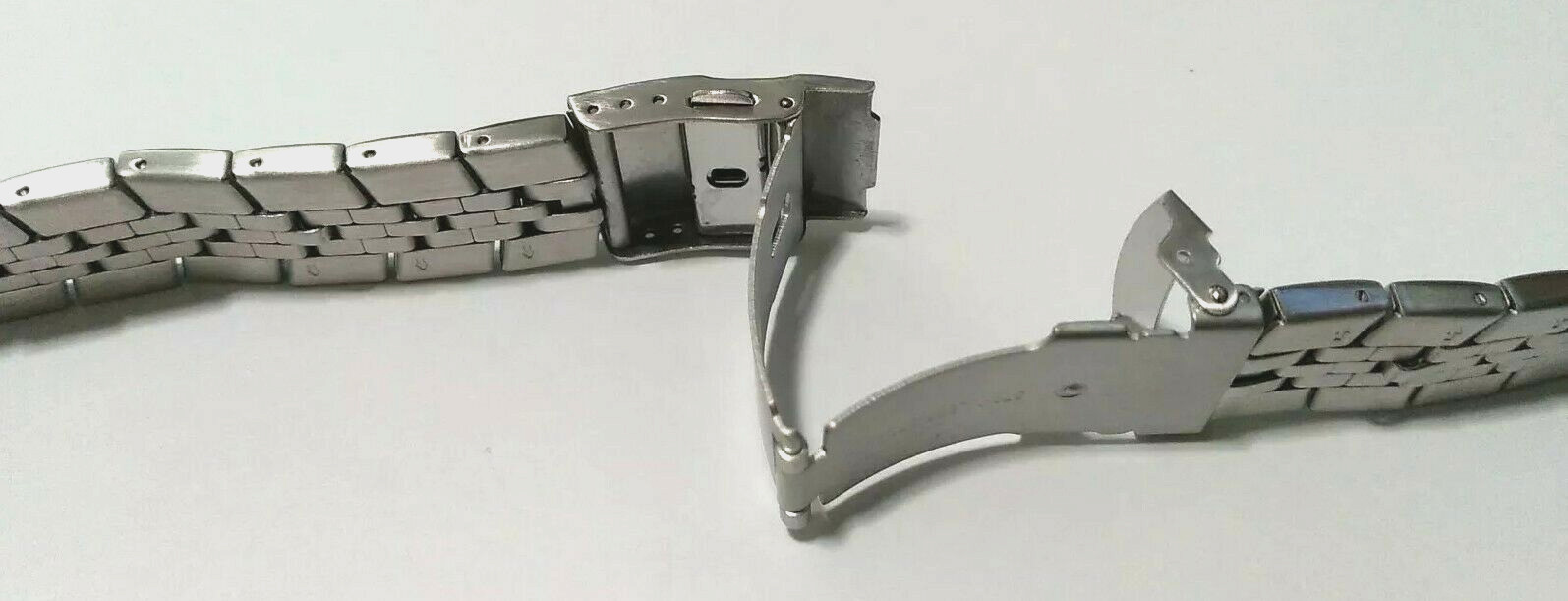 16-22mm Silver Tone Stainless Steel Security Clasp Bracelet Link Watch Band