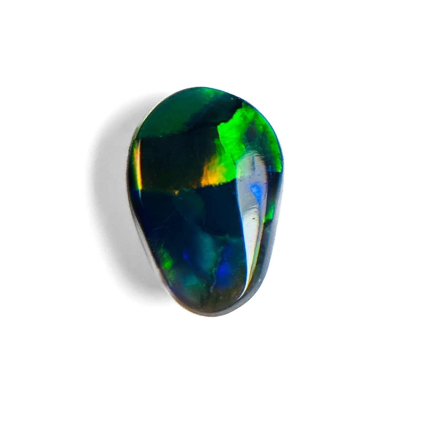 Semi Black Opal Multicolour 9x6x2.2 Cabochon Pear 0.9 Carat OPAL137