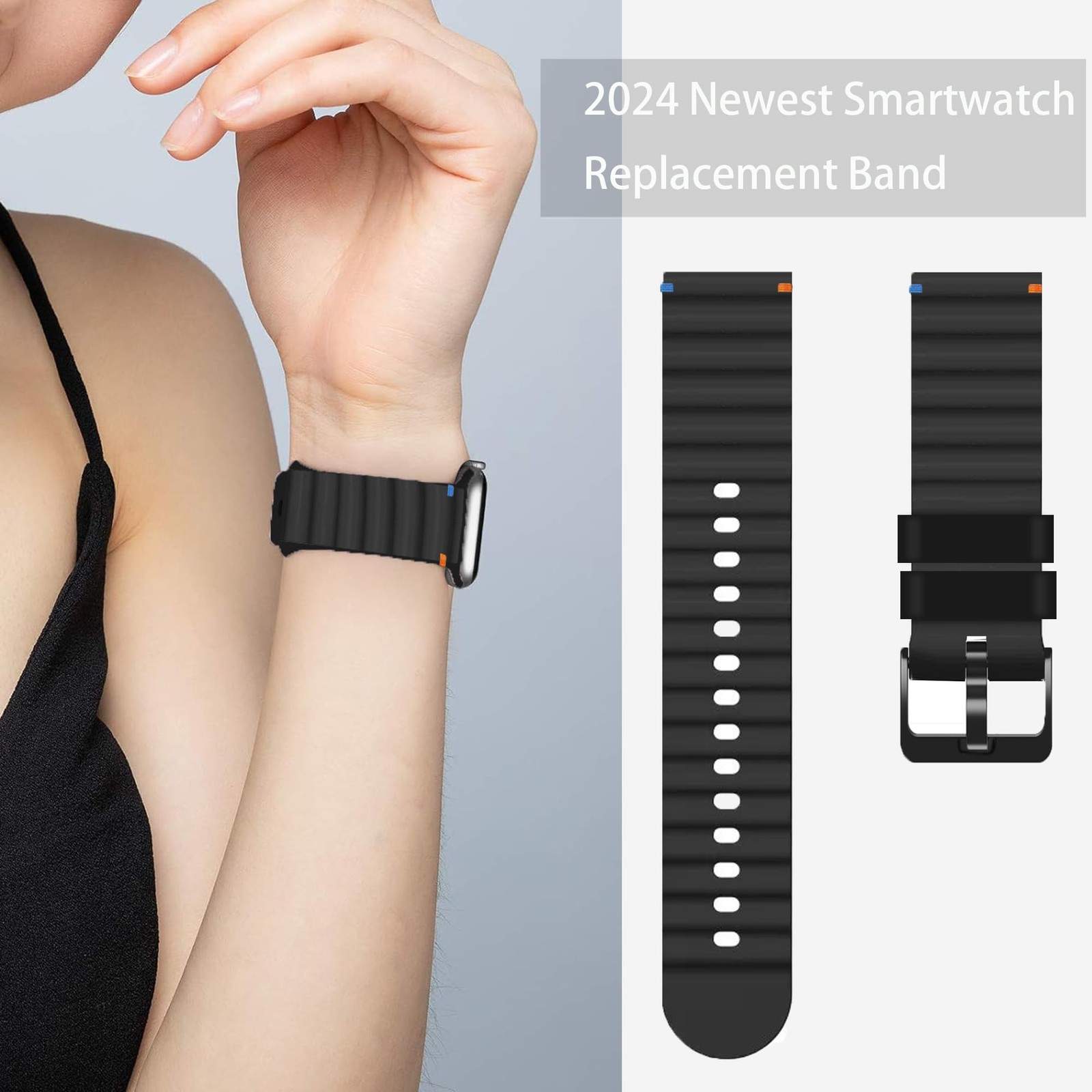 Compatible for Withings Smartwatch Bands, Lamshaw 18mm, 20mm size band, Black