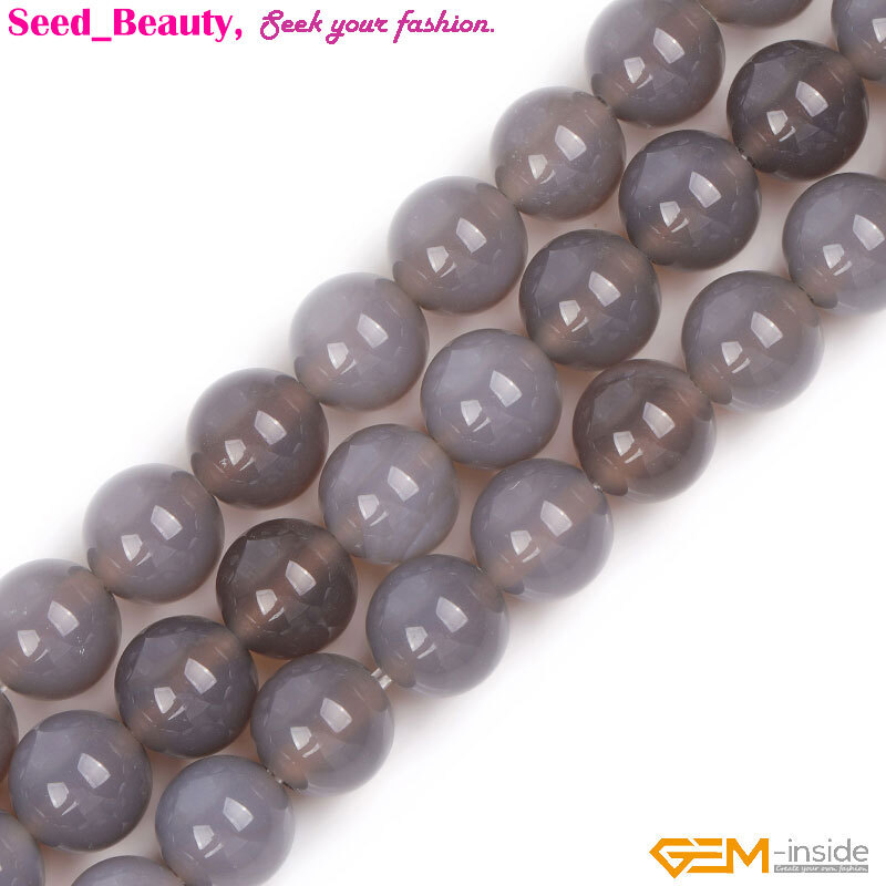Gray Agate Round Natural 2mm Big Hole Loose Beads For Jewelry Making Strand 15″