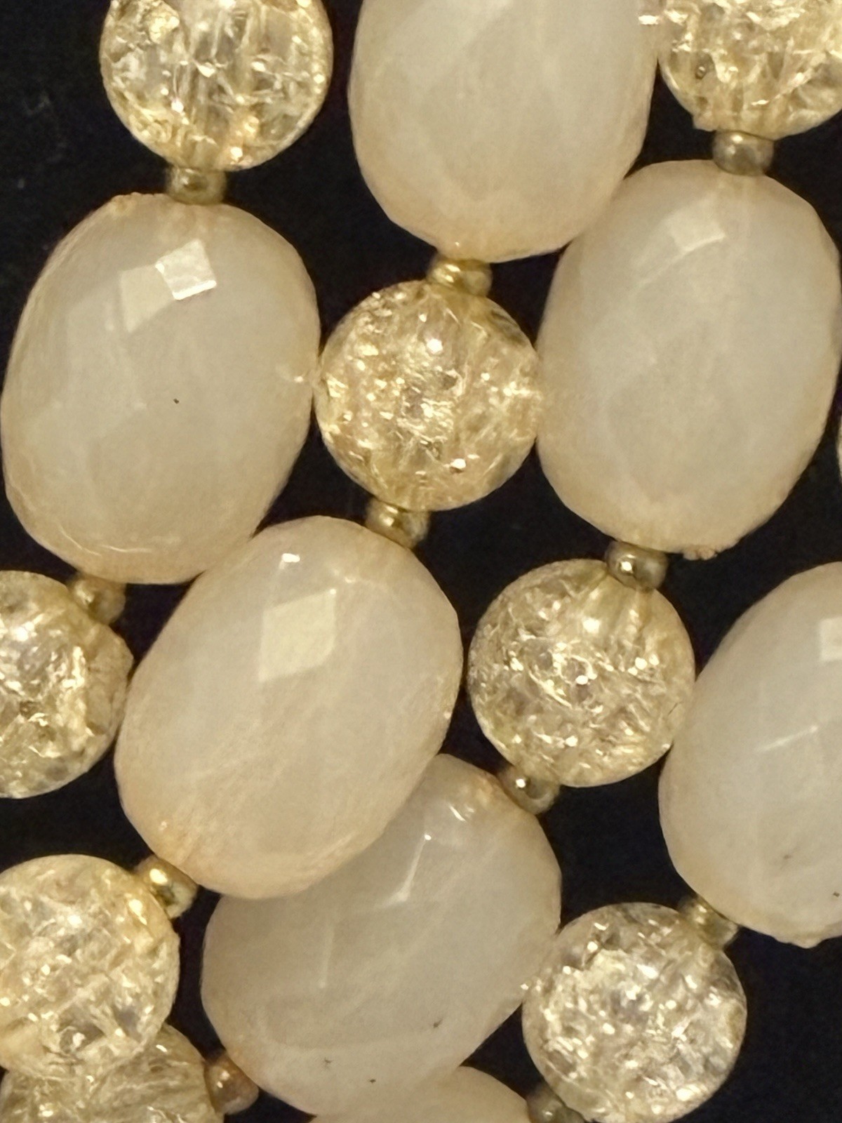 Chunky Multi Strand Statement Necklace Pink Faux Pearl Acrylic Bead Bib Bronze