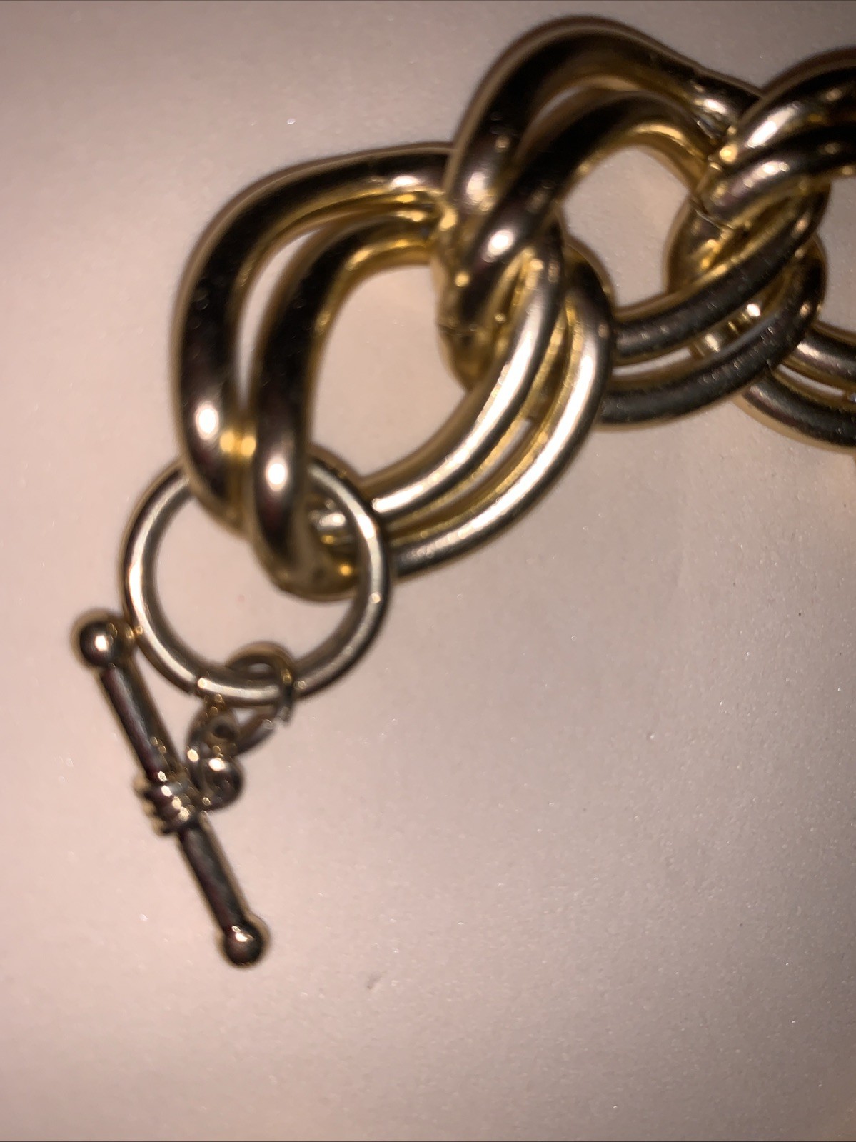 9 In.Large Double linked Bracelet/Quality Gold Tone Toggle Closure 2in.extension
