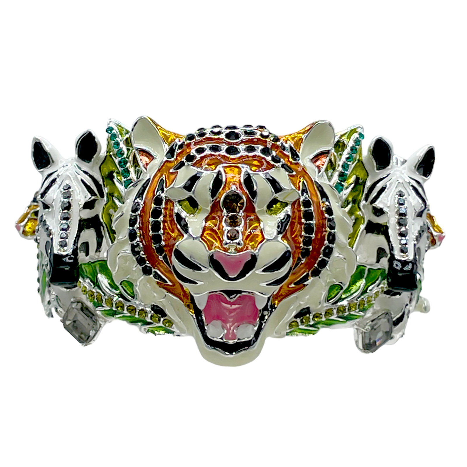 Ritzy Couture DeLuxe – Animal Hinged Cuff Bracelet Fine Silver Plated – Size Med