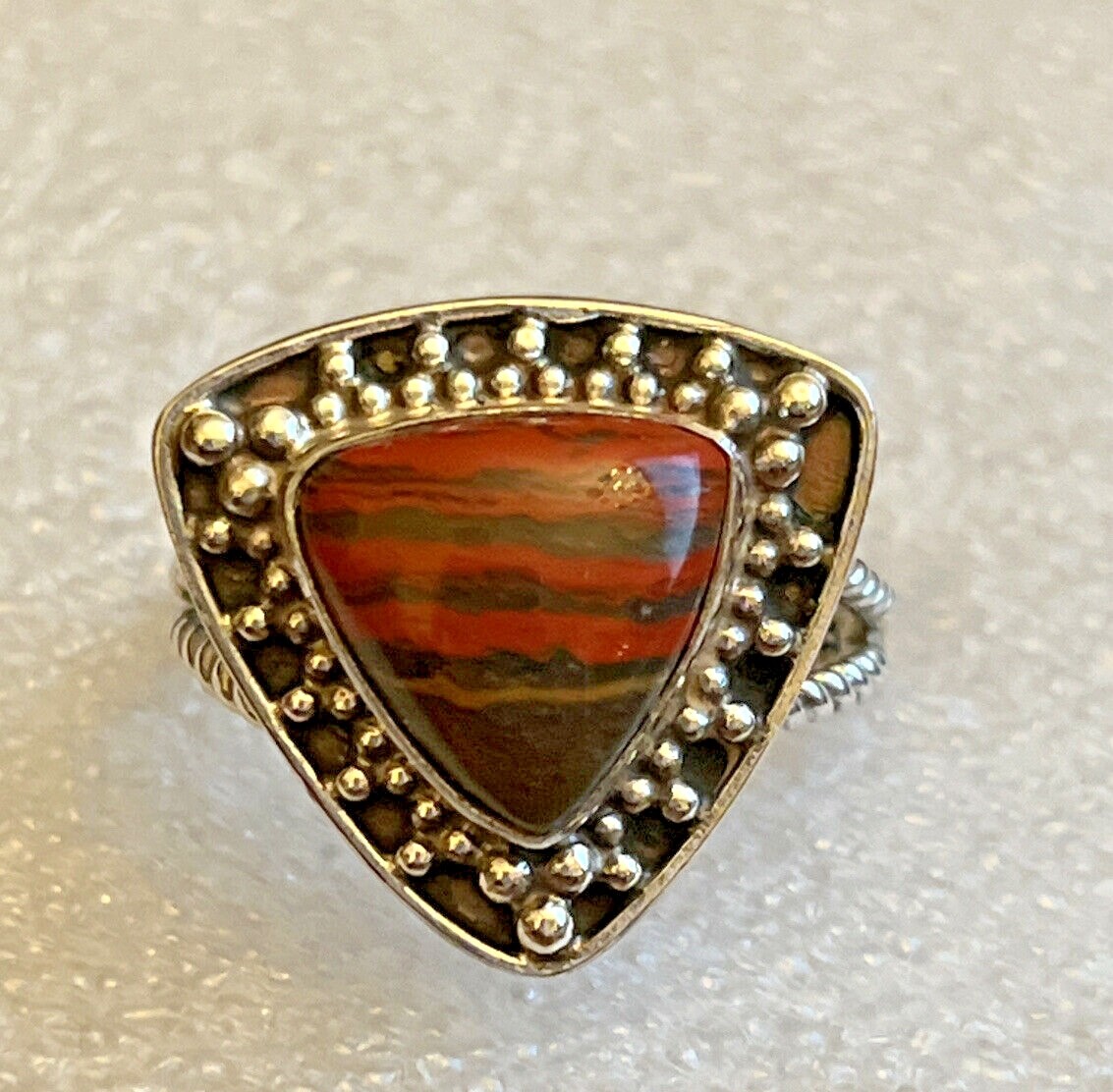 Australian Snake Skin Jasper Sterling Silver Ring (Size 10.0) TGW 4.48 cts.