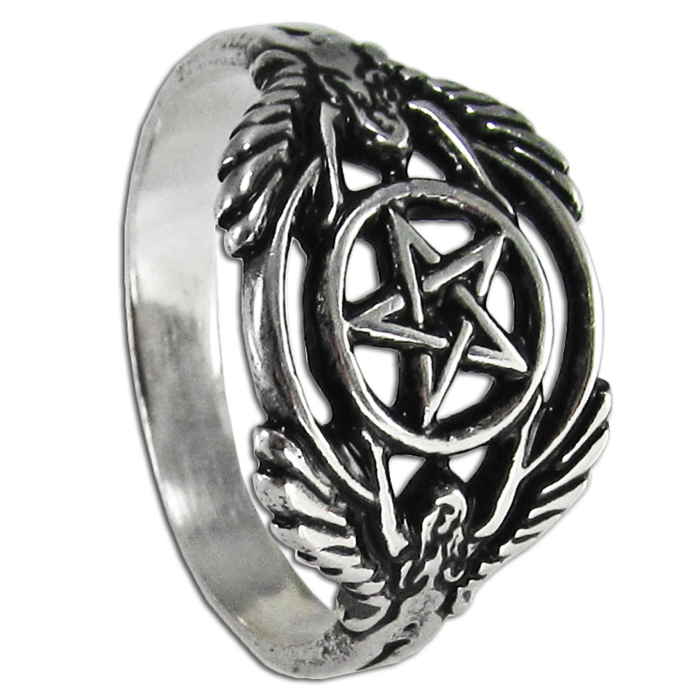 Guardian Angel Protection Pentacle Ring SS Sterling Silver Band sz 4-12 Hermetic