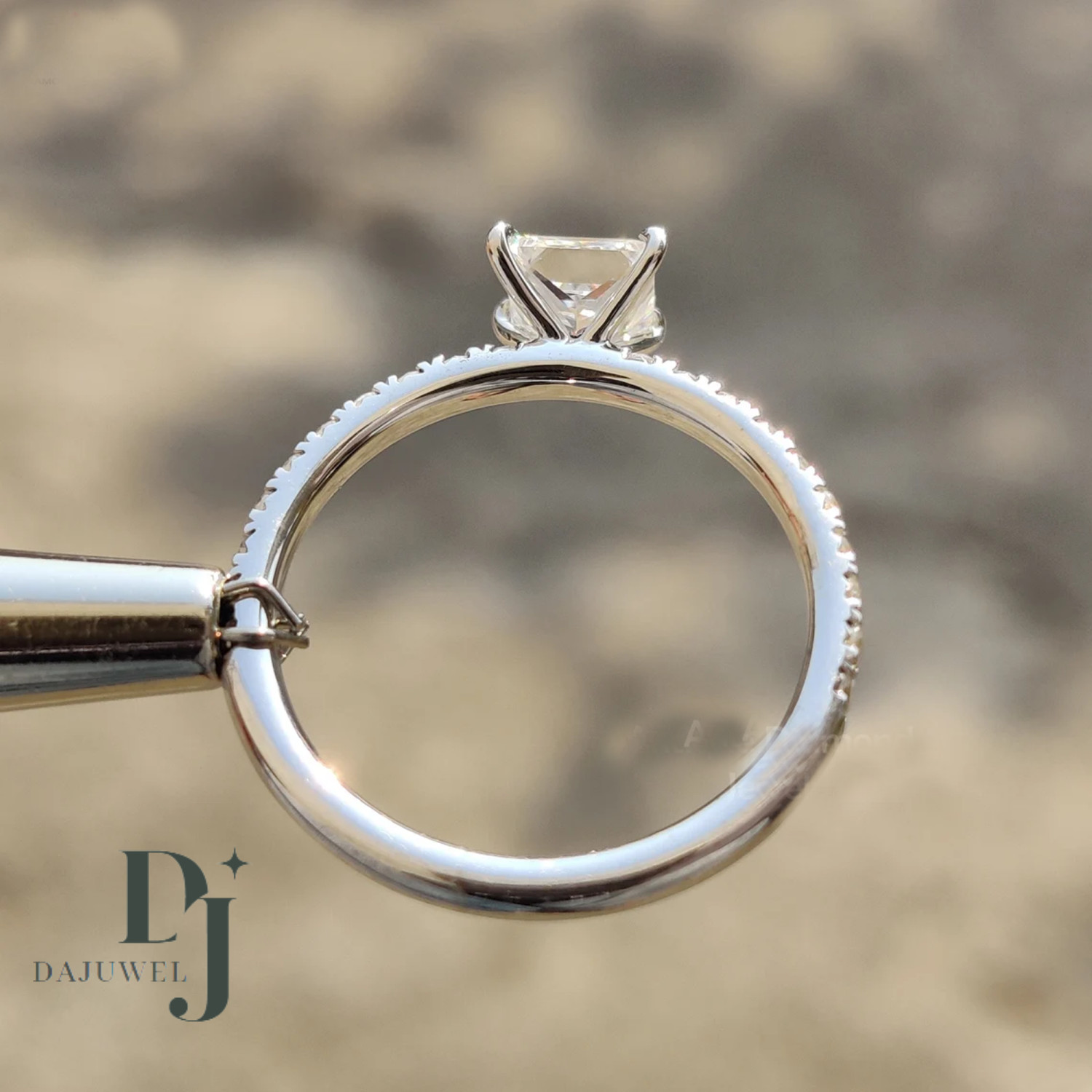 Solid 14k White Gold Moissanite Solitaire Engagement Ring Princess Cut 1.50 CT