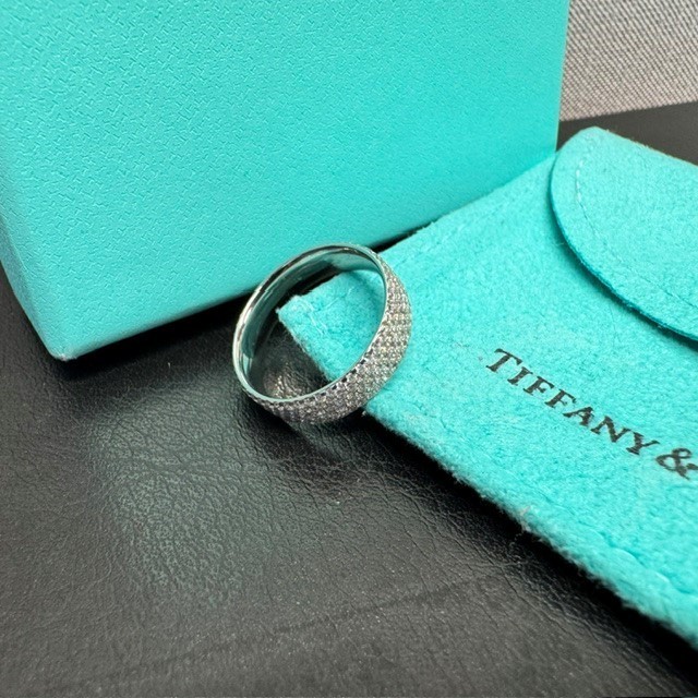 Tiffany & Co. METRO 5 Row .90 CTW Pave Diamond 18K White Gold Ring SIZE 6.5