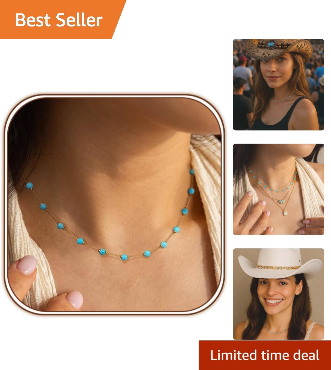 Versatile Bohemian Turquoise Necklace with Adjustable Length for Everyday Wear