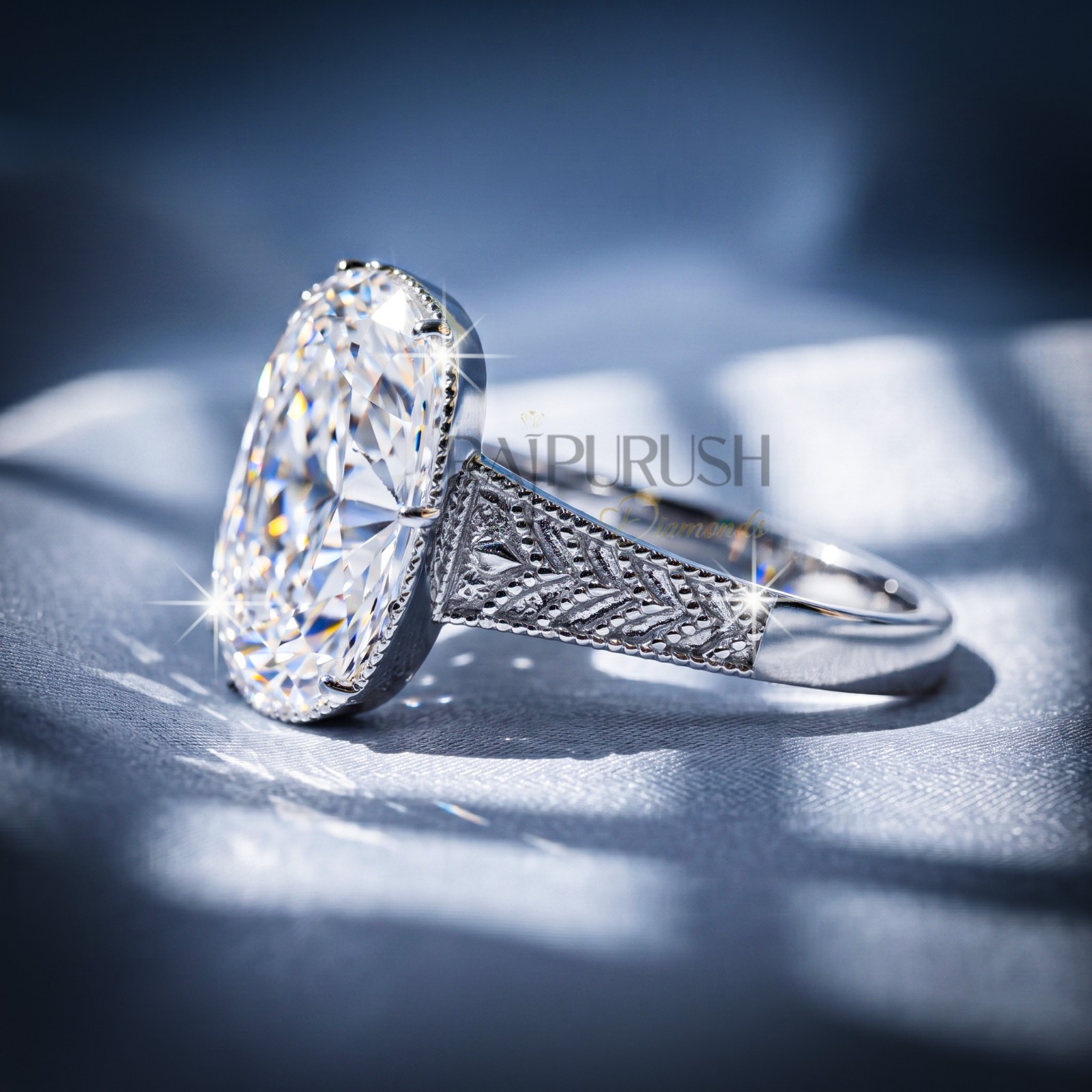 Vintage Art Deco Moissanite Solitaire Engagement Ring in 925 Silver Bridal Ring