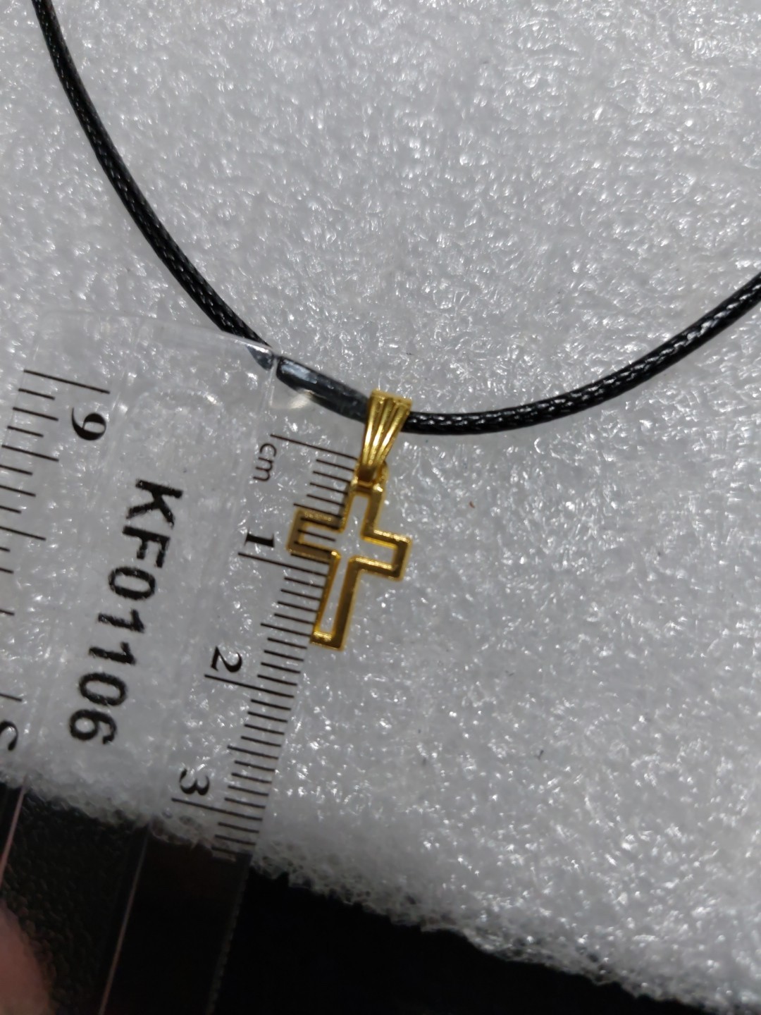 Black Cord Gold Colour Cross Pendant Necklace (G21) New