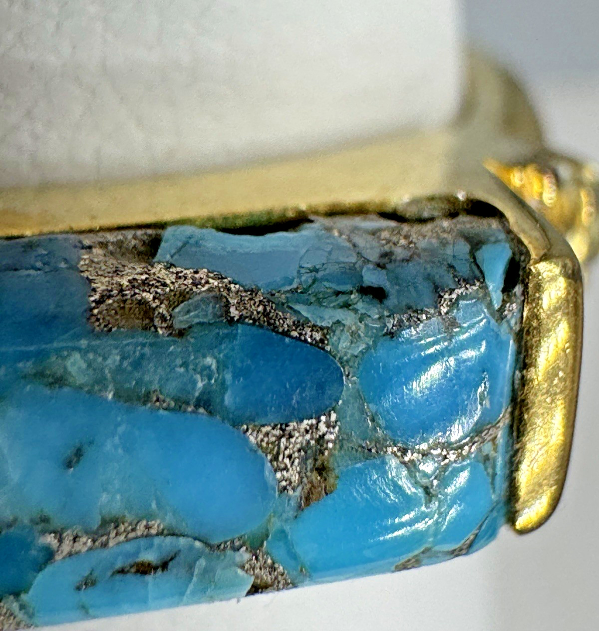 Ross Simons Turquoise & Topaz Ring Size 8.25 in 18kt Gold Over Sterling 4.58g