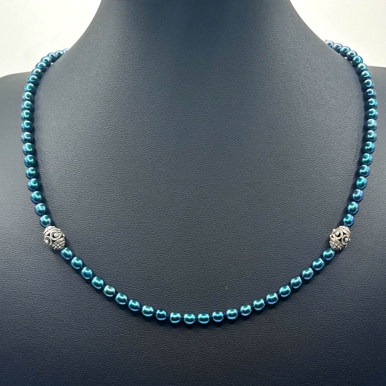 Barbara Bixby Necklace 16 to 20″ Blue Pearl Station Hook Dainty Sterling 925