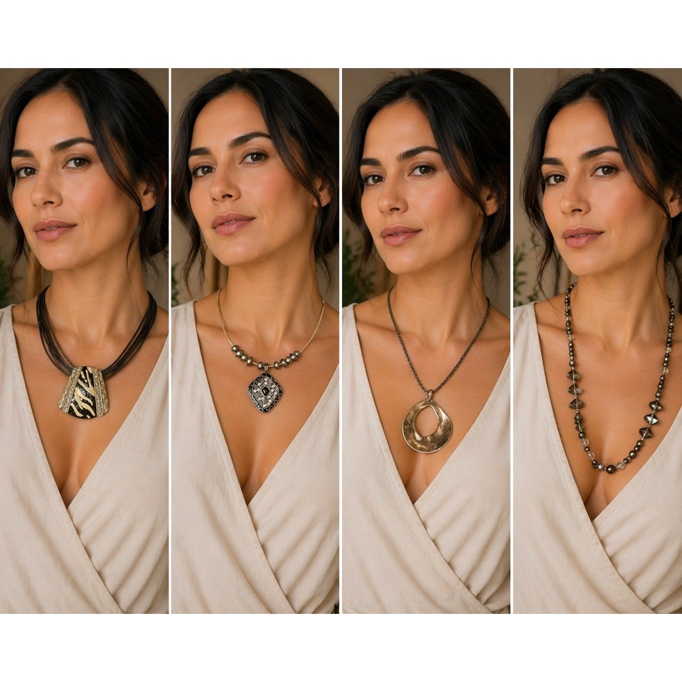 Necklace Bundle – 4 Piece Lot | Beaded, Pendant, Layering Jewelry #14