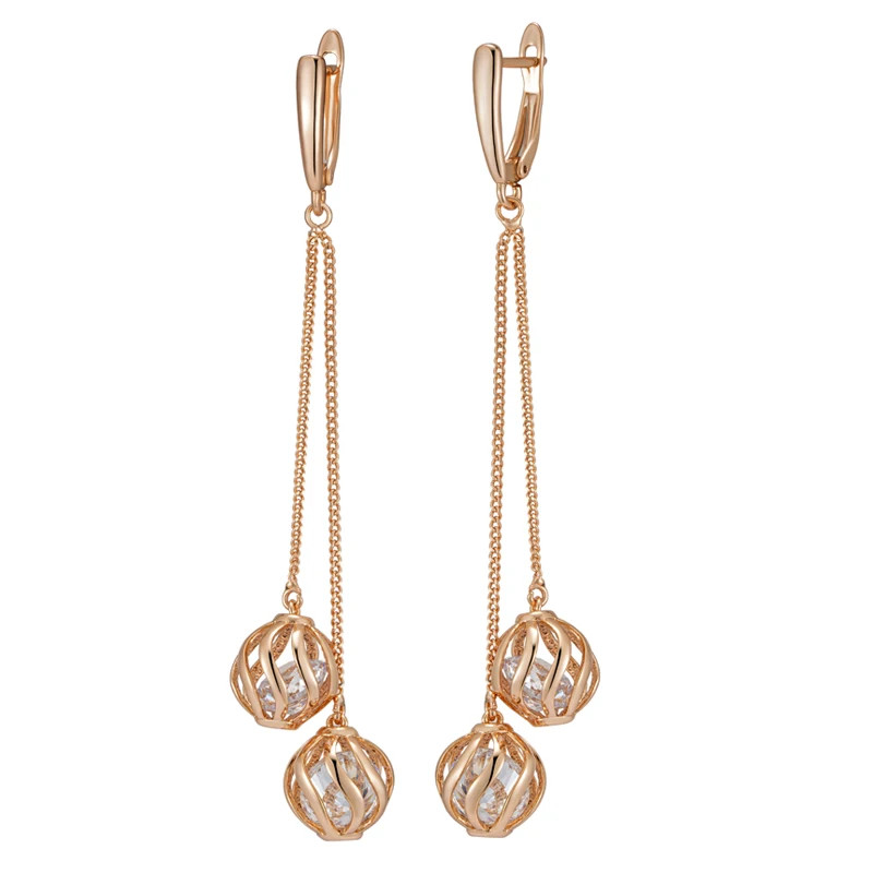Elegant luxury earrings drop earrings 585 RG rose gold rose gold with zircon 8.4g