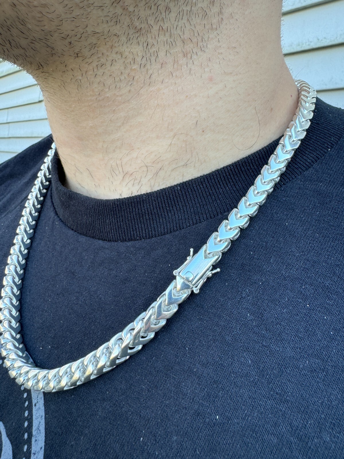 Handmade Franco Chain Necklace Real 925 Silver Box Clasp 4mm-10mm Thick Mens