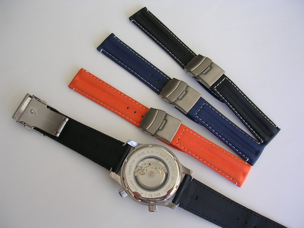 20mm Orange Silicon Rubber Dbl Lock Deploy Dive watch band IW SUISSE 22 USA Ship