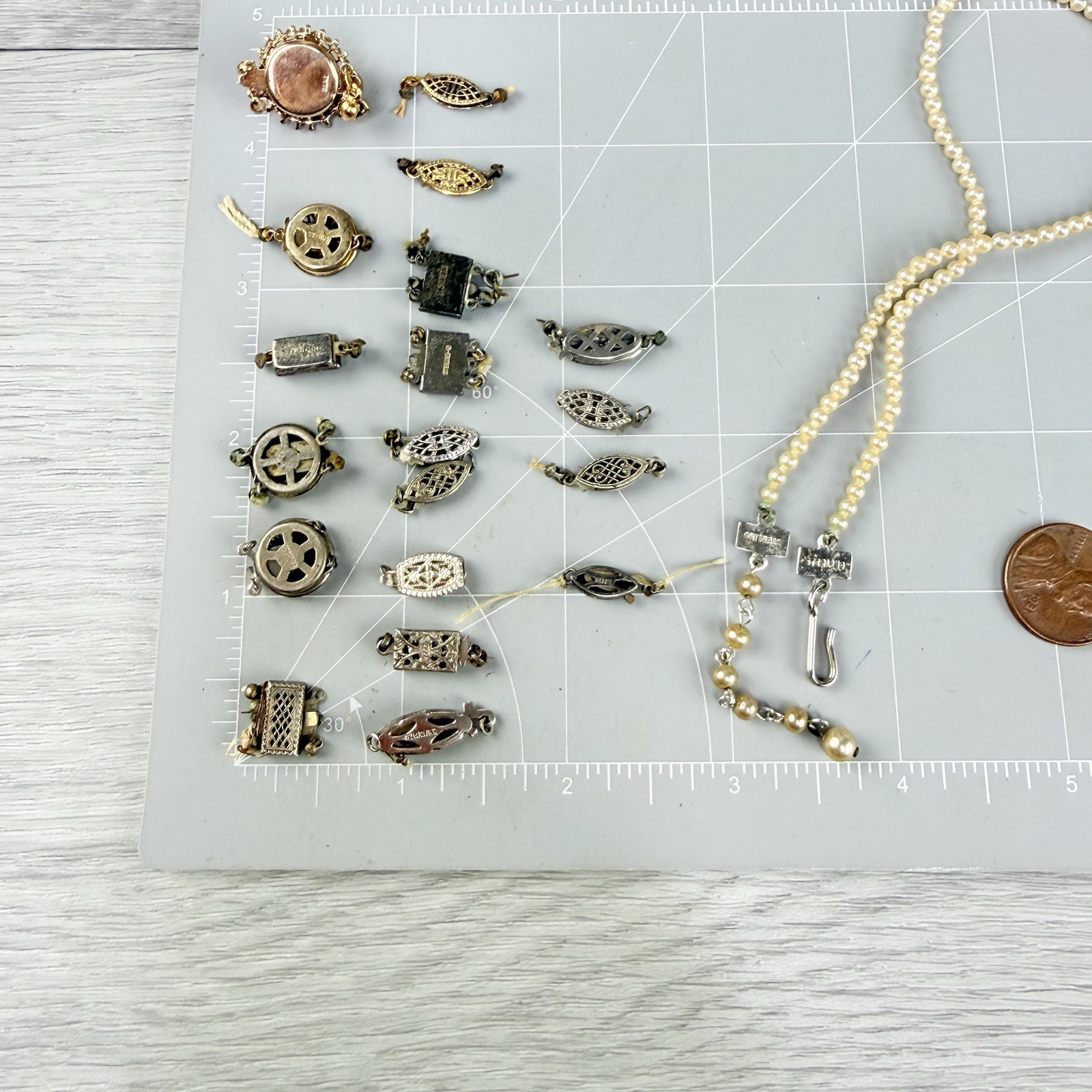 Antique Vintage Sterling Silver Filigree Necklace Clasp Lot 19+ Parts Findings