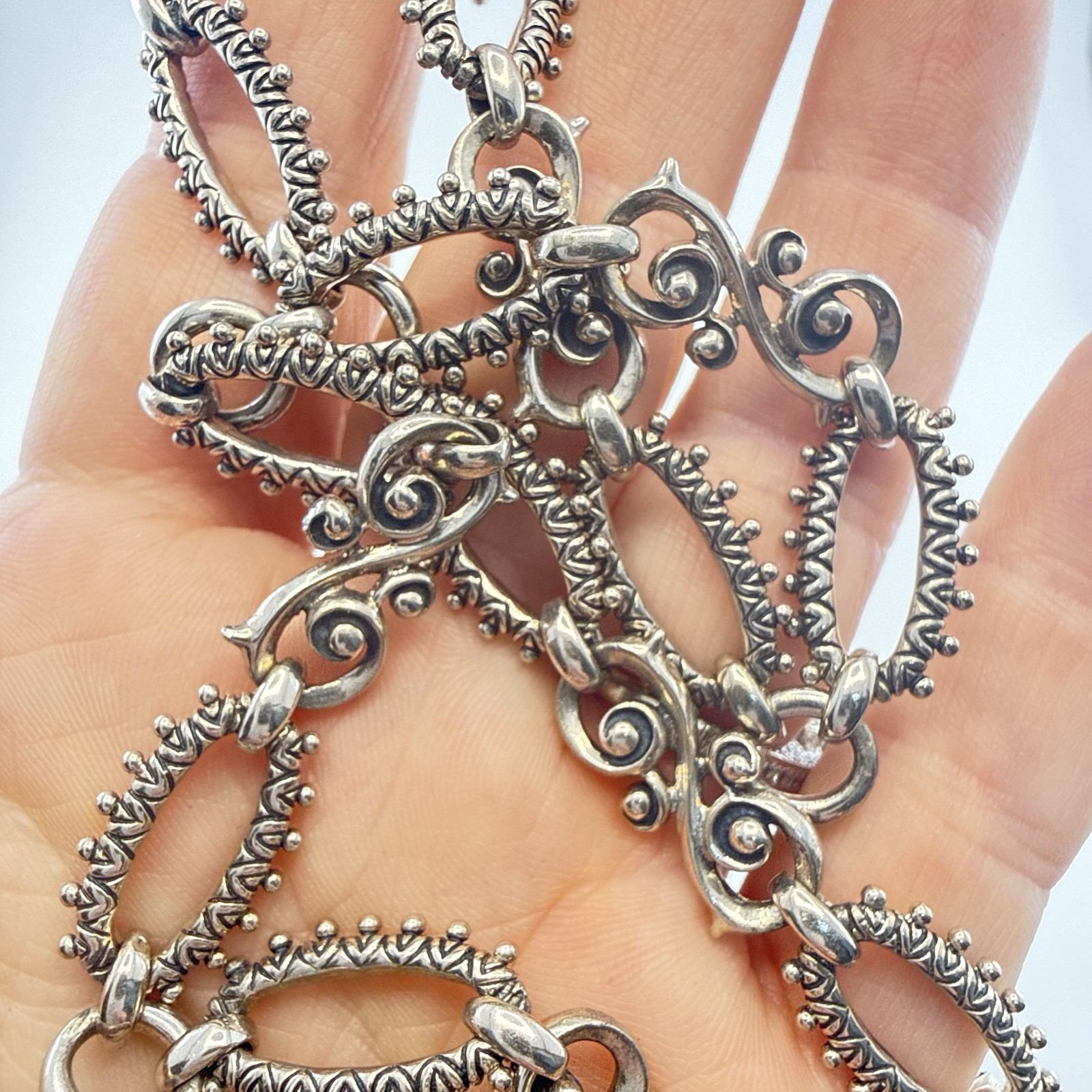 Barbara Bixby Necklace 18K Gold Sterling Silver Connector Ornate Chain Link 50g