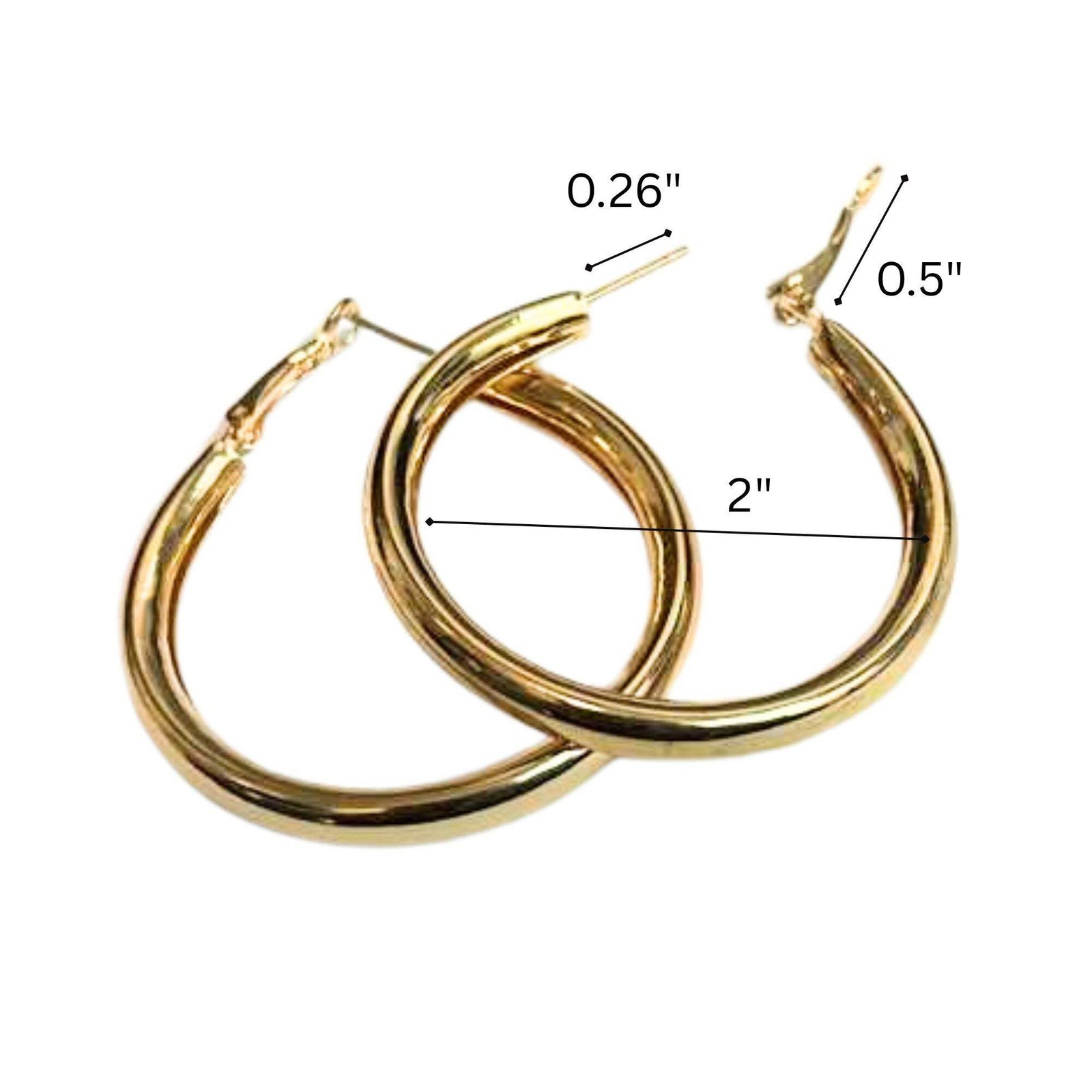 Classic 2″ Gold Lightweight Thick Tube Hoop Earrings for Women 1-Pair