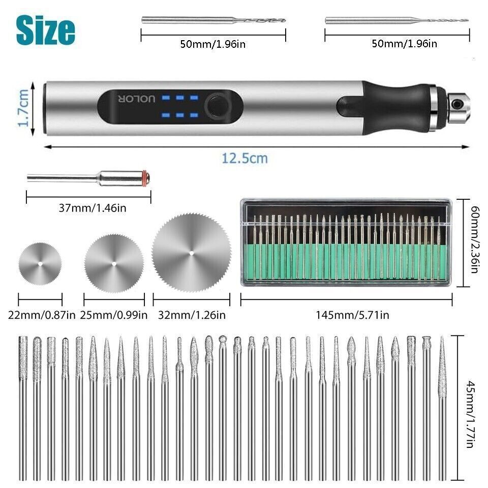 Cordless USB-Rechargeable Mini Electric Engraving Pen with 33 Bits – DIY Tool