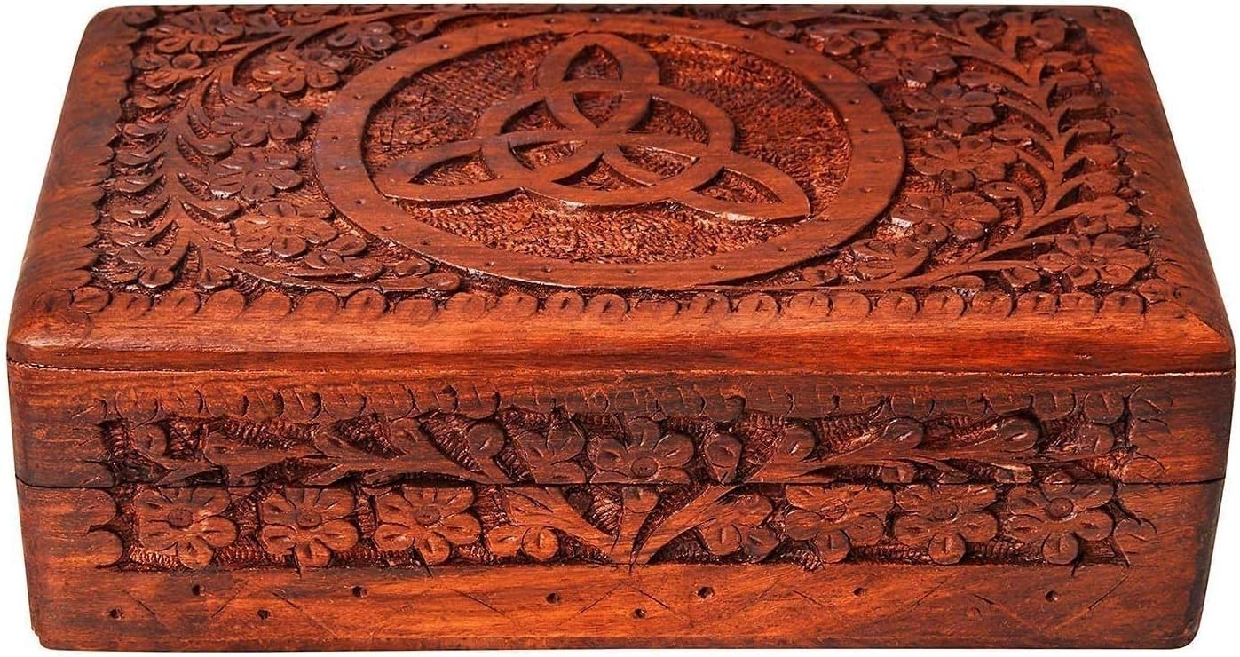Portable Rosewood Keepsake Chest with Intricate Celtic Design – Ideal for Travel