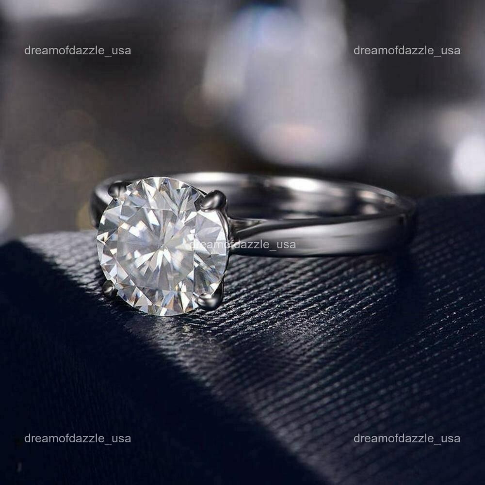 14K White Gold Lab Grown Diamond No Stone Statement Anniversary Solitaire Ring