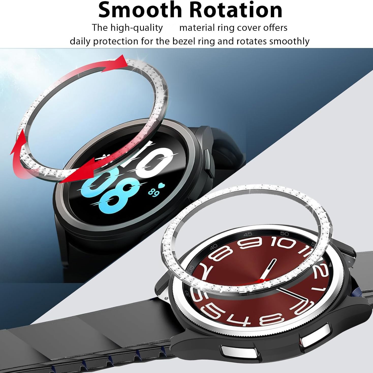 For Samsung Galaxy Watch8 Classic 46mm Metal Bezel Ring Frame Diamond Case Cover
