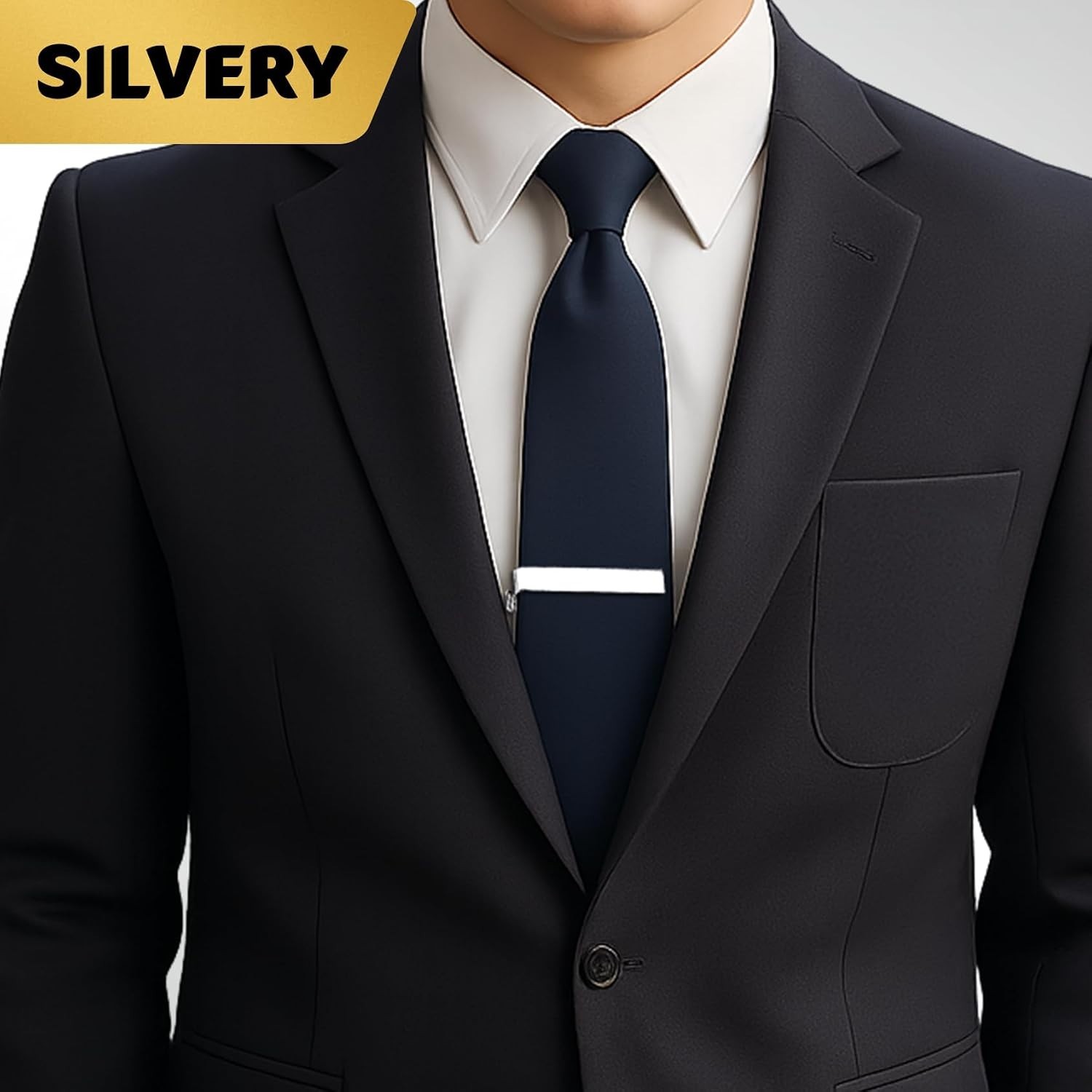 3-Piece Elegant Tie Clips Set in Gold, Silver & Black – Perfect for Weddings