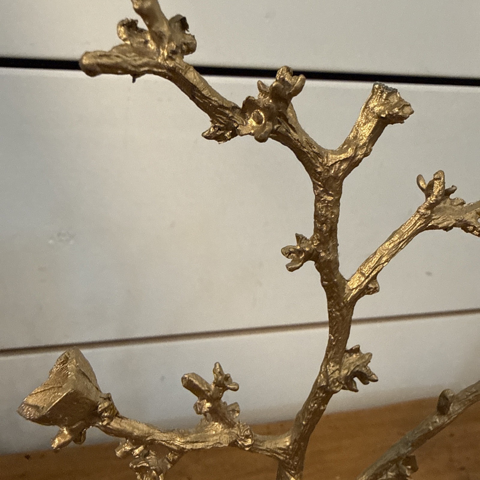 Goldtone Jewelry Tree Stand with Enamel Bowl Base