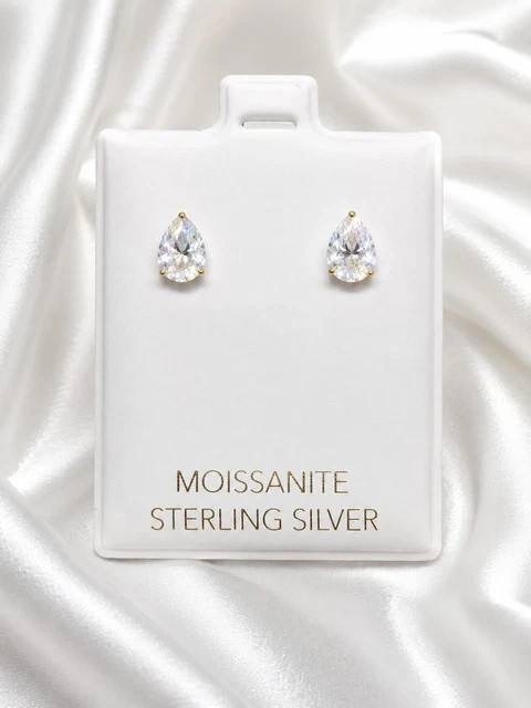 1.60 CTW Pear Cut Moissanite Stud Earrings 925 Sterling Silver