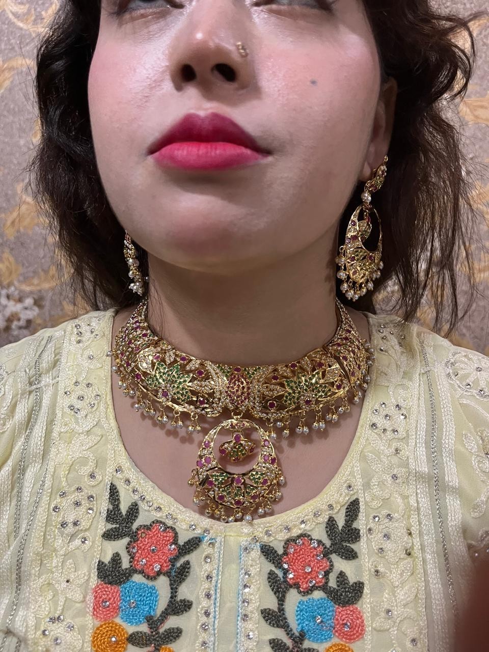 Pendant setJadau necklace earrings wedding bridal hyderaba set pakistani women